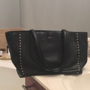Chloe studded black leather bag tote